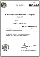 Certificate of incorporation 